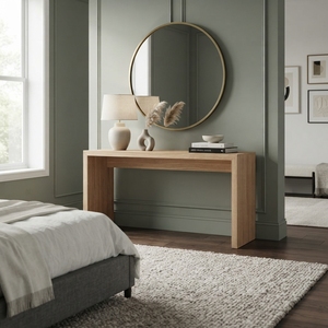 Mesa Consola Moderna de Madera Sólida con Diseño de Cascada, Mesa de Entrada Minimalista, Mesa de Sofá con Acabado de Madera Natural, Mueble Decorativo para Pasillo - Product Image 6
