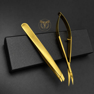 Ensemble professionnel de pinces à sourcils et ciseaux à ressort en acier inoxydable, outil de beauté et de toilettage, logo personnalisé OEM - Product Image 4