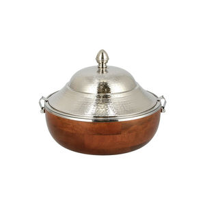 Casserole ronde en bois de haute qualité avec couvercle en acier inoxydable, chauffe-plat isolé pour la maison, les mariages et les hôtels - Product Image 5