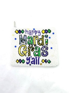 Wholesale Anti-Theft Handmade Eco-Friendly Durable Designer Beaded Mardi Gras <b>Small</b> Square Coin <b>Purses</b> Zipper Closure for Women - Product Image 2
