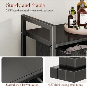 Organizzatore per Cesto Portabiancheria con 2 Sacchi Estraibili Rimovibili, Pratico Cesto Portabiancheria con Ripiano - Product Image 3