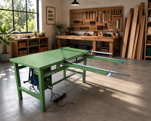 Nueva sierra de mesa deslizante de precisión para corte de madera con tabla de guía precisa y ajuste de inclinación - Product Image 1