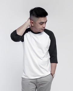 Men's <b>V</b>-<b>Neck</b> Raglan Sleeve <b>T</b>-<b>Shirt</b> <b>White</b> Navy Contrast Color Blocked Casual Knitted Cotton Regular Fit Solid Design - Product Image 6