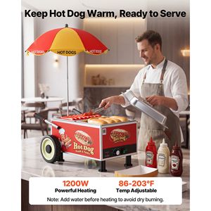 Chariot de cuisson à vapeur électrique 1200W en acier inoxydable pour hot-dogs, portable, température réglable 86-203F, avec sortie BBQ - Product Image 2