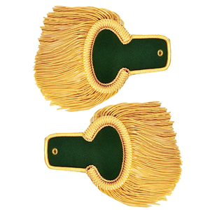 Epaulettes Gold Moon en rojo y dorado con flecos en espiral, hechos a mano, para ceremonias y desfiles, en venta, hechos en Pakistán. - Product Image 5