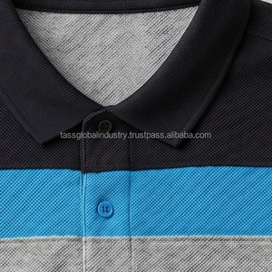 Polo para Hombre, Tres Tonos, Bloques de Color Gris Jaspeado, Negro y Turquesa, Transpirable, Algodón Piqué, Manga Corta, para Golf, Verano - Product Image 3