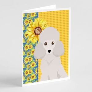 Girasoles de verano caprichosos con paquete de caniche blanco 8 A7 tamaño 5x7 tarjetas de notas en blanco con sobres para fines de felicitación - Product Image 1