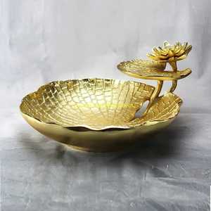 Gold Slender Leaf Serving Tray Long Narrow Metal Fruit Platter Luxury Snack <b>Candy</b> Dish Table Centerpiece Catchall Bowl - Product Image 6