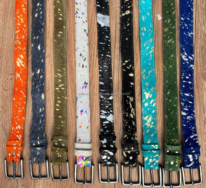 Usine en gros de qualité supérieure cheveux sur métallique en cuir véritable boucles ardillon ceinture à la mode ceintures en peau de vache pour les jeans des femmes - Product Image 3