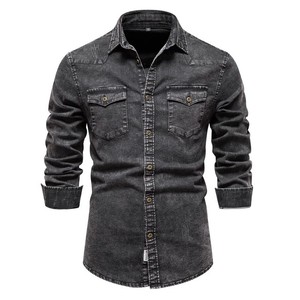 Chemise en jean ample pour homme, style américain vintage, écologique, infroissable, légère, non extensible, surchemise décontractée polyvalente - Product Image 3
