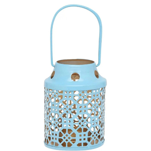 Teal <b>Brass</b> <b>Lantern</b> With Floral Cutout Design Portable Home Event Decoration Handmade Candle <b>Lanterns</b> On Sale - Product Image 5