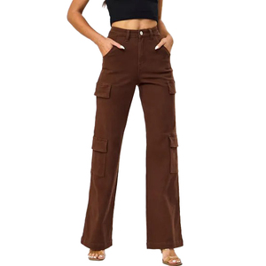 Pantalones Vaqueros de Mezclilla para Mujer al por Mayor, Personalizados, de Cintura Alta, Pierna Ancha, Pierna Recta, Estilo Holgado, Casual, Streetwear, a la Moda - Product Image 4