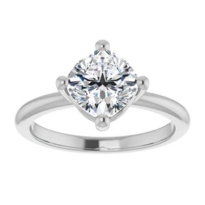 1.25CT <b>Cushion</b> Cut Colorless Moissanite Engagement Ring 14K Solid White Gold Solitaire Ring Celebrity Style Wedding Ring <b>For</b> Her - Product Image 1