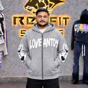 Wholesale Unisex <b>Full</b> <b>Zip</b> Hoodie Custom Distressed Embroidery Heavyweight Fleece Oversized Streetwear Hooded <b>Sweatshirt</b> - Product Image 6