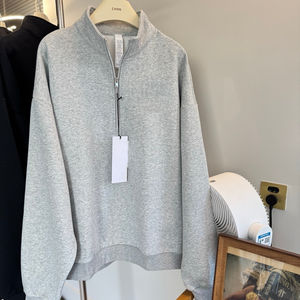 Sudadera con capucha popular de media cremallera, de algodón, unisex, gruesa, cómoda y elegante, conjunto de 2 piezas para mujer y hombre - Product Image 3