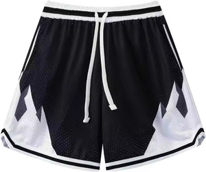 Men's Black White Mesh Basketball Shorts Drawstring Closure Breathable Regular Fit All Seasons Adult Sportwear - Product Image 5