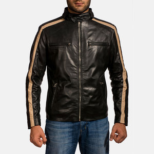 Chaqueta de Cuero para Motociclista de la Mejor Calidad, Venta Directa de Fábrica, Color Único, Chaqueta de Cuero Genuino para Hombre - Product Image 1