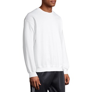 Men's <b>White</b> Crew Neck Pullover <b>Sweatshirt</b> Regular Fit 100% Cotton Knitted Casual Autumn Wear Solid Color Long Sleeve <b>Sweatshirt</b> - Product Image 2