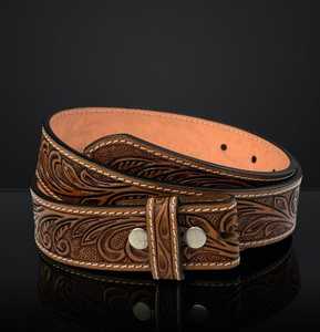 Ceinture en cuir faite à la main avec motif floral en relief, largeur 1-1/2 pouces, fermeture à boutons-pression, accessoire de mode durable, cadeaux de bienvenue, multifonction - Product Image 4