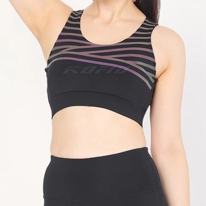 Soutien-gorge de sport simple Kofio noir avec logo frontal, léger, bretelles réglables, col rond, respirant, coupe ajustée, haut de sport pour femme - Product Image 5