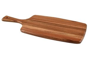Planche à découper ronde en bois naturel massif, fabriquée à la main, avec poignée, bloc à découper de luxe haut de gamme - Product Image 3