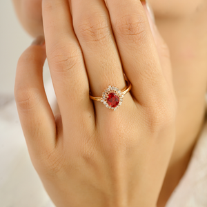 Anillo Minimalista de Oro Rosa K14 con Zafiro Naranja y Diamantes, Diseño Personalizado de Última Moda, para Uso Diario, Proveedor de Joyería - Product Image 4