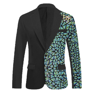 Blazer patchwork pour homme, blazers décontractés pour homme - Product Image 4