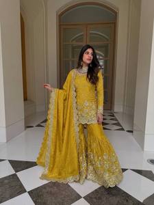 Women's Brown Beautiful Embroidered Salwar Kameez <b>Top</b>-Bottom Dupatta Set with Digital/Foil/Discharge Printed Work for Parties - Product Image 4