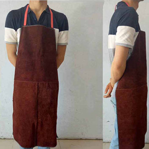 Tablier en cuir tissé résistant au feu, tenue de travail robuste avec doubles poches pour la cuisine - Product Image 5