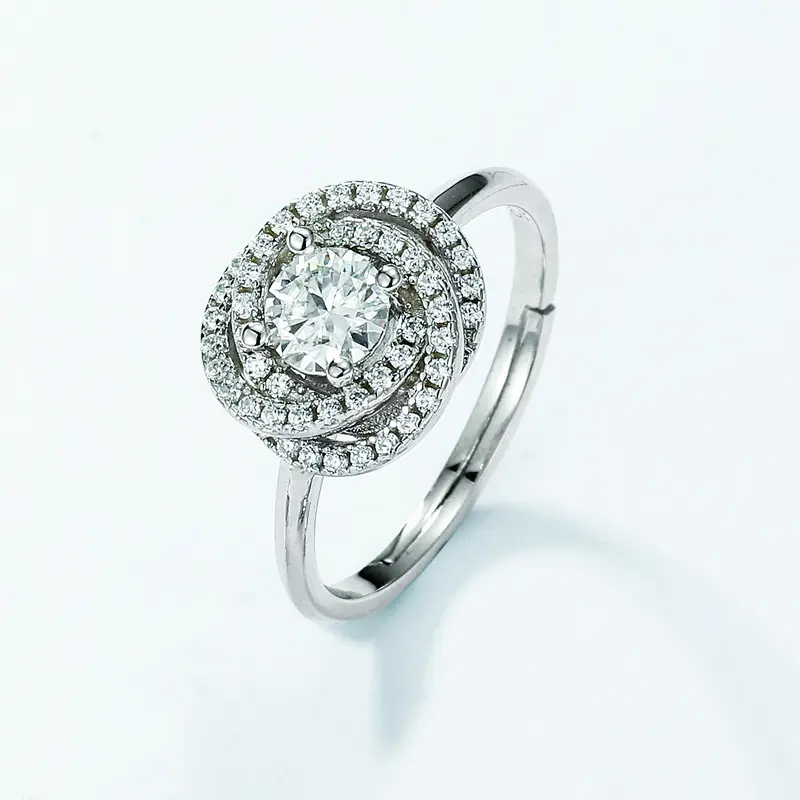 In argento Sterling 925 gioielli pregiati D colore diamanti fidanzamento anello di Moissanite da donna