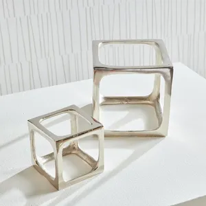 Modern Stainless Steel <b>Cube</b> Sculpture Silver Plated Home Decor Art Piece Casting Technique - Product Image 3