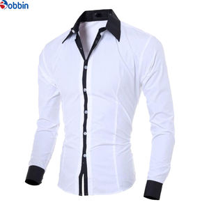 Camisas de Vestir Personalizadas para Hombre, Negras y Blancas, de Manga Larga, Casuales, Sólidas, con Múltiples Botones, de Corte Ajustado - Product Image 5