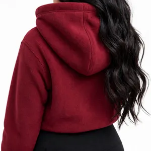 Custom Women <b>Burgundy</b> Oversized Fleece Pullover <b>Hoodie</b> Sweatshirt Kangaroo Pocket OEM Private Label Manufacturer - Product Image 6