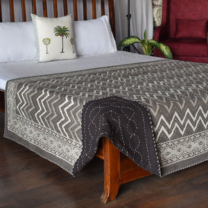 Hand Block Printed Cotton Kantha Twin <b>Quilt</b> Throw 150x220 cm Hand Embroidered Indian Kantha <b>Bedspread</b> Handmade Textile Wholesale - Product Image 6