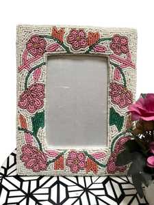 Whimsy Art Craft Handmade Customizable Beaded Photo <b>Frame</b> 6x8 | Floral Home Decor Tabletop Installation Hotel Restaurant Use - Product Image 4