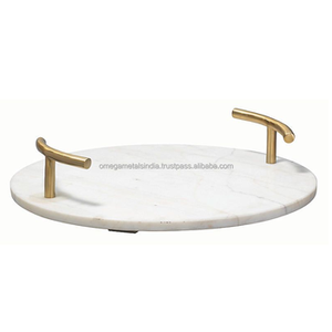 Bandeja de tocador de dormitorio dorada decorativa, organizador de joyas de maquillaje con diseño de mármol, fabricante y distribuidor - Product Image 5