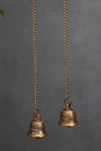 Ensemble de trois clochettes murales en laiton avec cordon de tirage, style nautique, décoration intérieure, entrée, design traditionnel, pièce unique - Product Image 5
