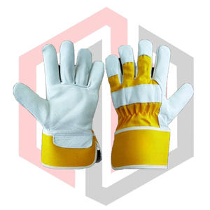 Guantes de Trabajo de Piel de Cabra Amarillo Beige, Resistentes a Desgarros, Transpirables, Antiestáticos, con Palma de Cuero, para Bomberos, Sin Silicona, Sin Polvo - Product Image 1