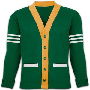Men's Green And Beige Knitted V-Neck <b>Cardigan</b> Full Sleeve Button Closure Autumn Style Solid Color <b>Sweater</b> - Product Image 3