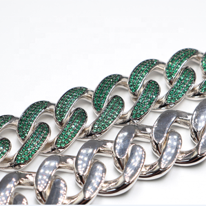 Nouveau Collier Chaîne Cubaine de Luxe Hip-hop en Argent Sterling 925 Plaqué Or et Rhodium avec Moissanite VVS Vert Givré pour Homme – Idéal Cadeau - Product Image 6