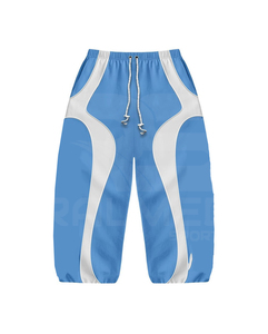 Chándal con capucha y cremallera de manga larga en bloques de color azul y blanco, y pantalones con cordón, chándal impermeable para hombre. - Product Image 4