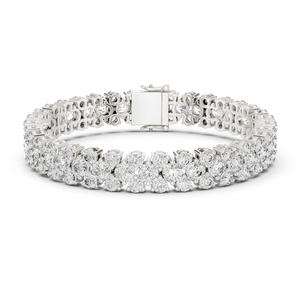 10K White <b>Solid</b> <b>Gold</b> Round Diamond Statement Bracelet 17.38ct Genuine Diamond 24.4g 750 <b>Gold</b> Luxury Fine Jewelry Wholesale - Product Image 1