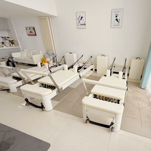 Eu Premium tout blanc <span class=keywords><strong>assis</strong></span> boîte ménage appareil de gymnastique équipement professionnel poids lourd noyau lit réformateur Pilates aluminium - Product Image 6