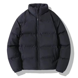 Veste d'hiver matelassée pour homme, col montant, fermeture éclair, couleur unie, rembourrage épais en polyester, coupe-vent, manteau chaud - Product Image 2