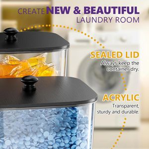 Paquete de 4 Contenedores Transparentes Plegables para Detergente de Lavandería, Cestas Grandes para Almacenar Detergente en Polvo, para Organizar la Lavandería - Product Image 4
