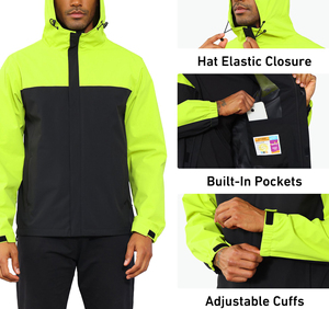 Bonded Membrane Men Hooded Windproof Jacket High Shield Sport Coat Heavy Duty Performance Athletic <b>Zip</b> <b>up</b> Outerwear Front Logo - Product Image 4