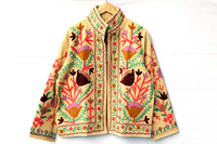 Veste courte vintage Suzani faite à la main, automne-hiver, style bohème, motif floral, poche bomber, réversible, coupe-vent, respirante, rembourrée en coton, tissée