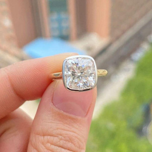 Cushion Cut Moissanite <b>Solitaire</b> Engagement <b>Ring</b> with Bezel Setting in 925 Sterling <b>Silver</b> for Weddings and Anniversary Gifts - Product Image 4