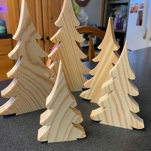 Décoration de Noël classique en bois faite à la main, forme de pin moderne, artisanat d'intérieur, petite taille, base autoportante, sans éclairage inclus - Product Image 3