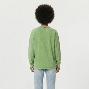 Camiseta de manga larga vintage para mujer, de algodón, con lavado a la piedra y ácido, corte holgado, estilo casual urbano, oversize, para verano - Product Image 2